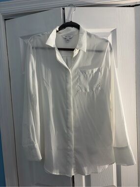 Nine West Men's Cream-White Button Front Dress Shirt